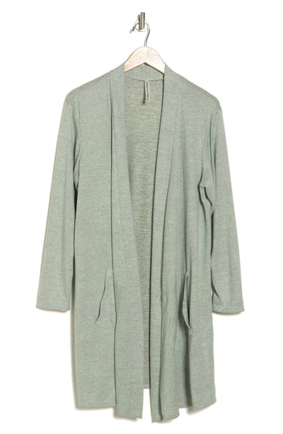 Forgotten Grace Open Front Long Cardigan In Taupe