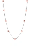 Effy Sterling Silver 7mm Pink Freshwater Pearl Station Necklace In Pink/ Silver