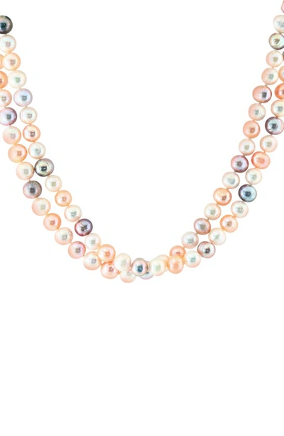 Effy Sterling Silver 8–9mm Multicolor Freshwater Pearl Long Necklace In Peach Multi