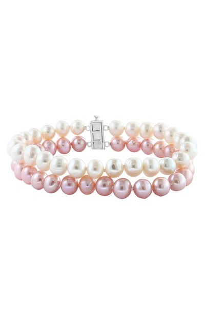Effy Freshwater Pearl & White Topaz Stacked Bracelet In Pink/ Ivory