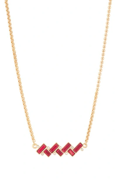 Vince Camuto Cz Bar Pendant Necklace In Gold/ Red