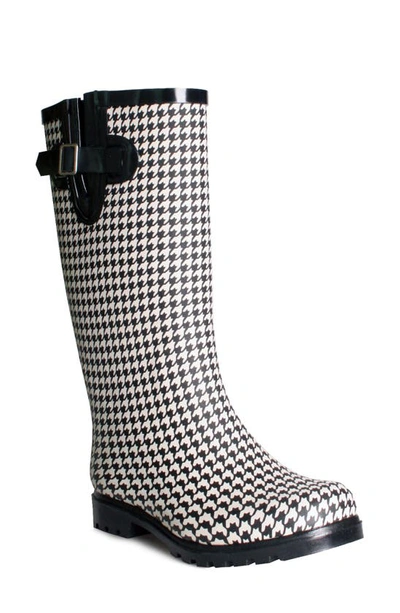 Nomad Puddles Waterproof Rain Boot In Black Houndstooth