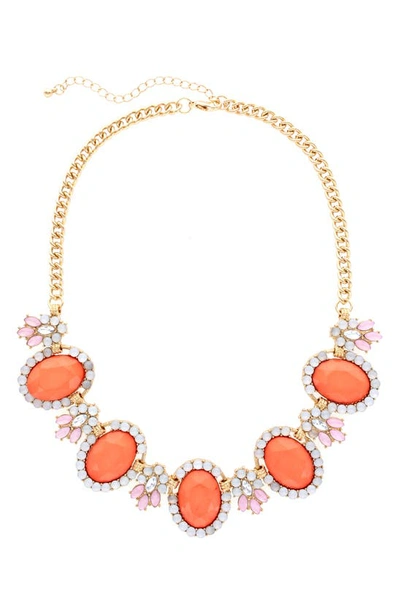 Olivia Welles Rose Bud Necklace In Gold / Coral
