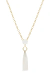 Olivia Welles Andreya Tassel Necklace In Gold / White