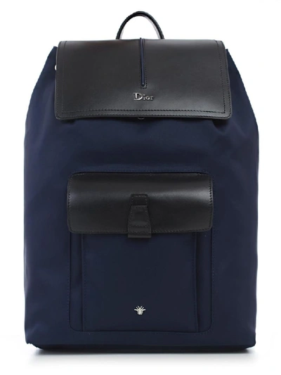 Dior Logo Embossed Backpack In H00e Blue Multicolor