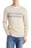 Faherty Surf Stripe Cotton Blend Sweater In Desert Oat