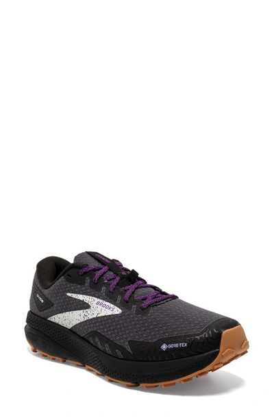 Brooks Divide 4 Gore-tex® Waterproof Trail Running Shoe In Black/ Blackened Pearl/ Purple