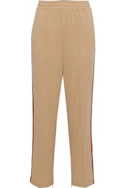 Ganni Woman Dubois Polo Striped Stretch-knit Straight-leg Pants Sand