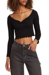 Bdg Urban Outfitters Elsie Rib Long Sleeve Crop Top In Black