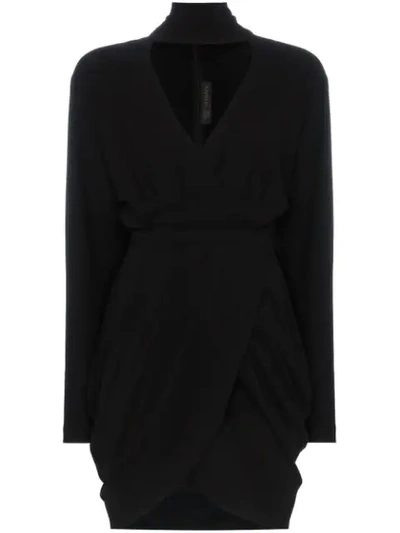 Versace Wrap-front Stretch-crepe Mini Dress In Black