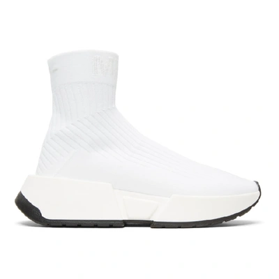 Mm6 Maison Margiela White Sock High-top Sneakers In 962 Wht/wht