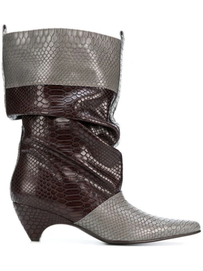 Stella Mccartney Snake Print Slouchy Boots In Grey