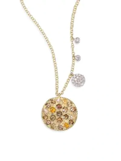 Meira T White Diamond, Rough Diamond, 14k Yellow Gold & 14k White Gold Pendant Necklace In Gold Multi