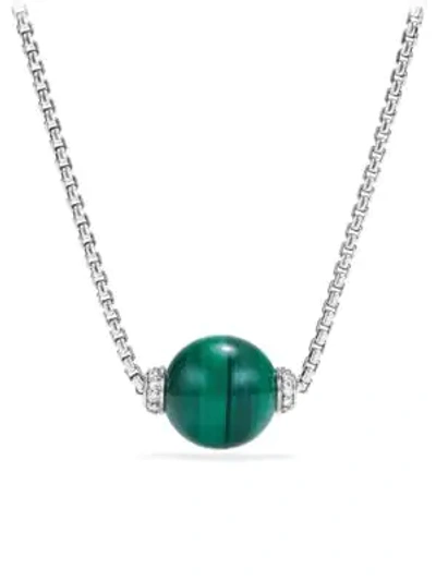 David Yurman Solari Diamond & Gemstone Pendant Necklace In Malachite