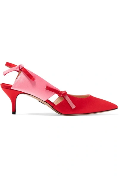 Paul Andrew Salomon Two-tone Satin Slingback Pumps In Red