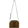 Gucci Ophidia Patent Leather-trimmed Suede Shoulder Bag In Brown