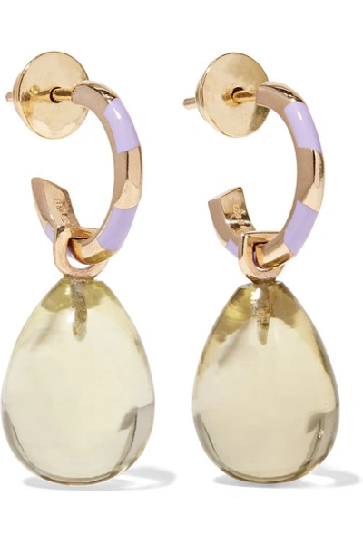 Alice Cicolini 14-karat Gold, Quartz And Enamel Earrings