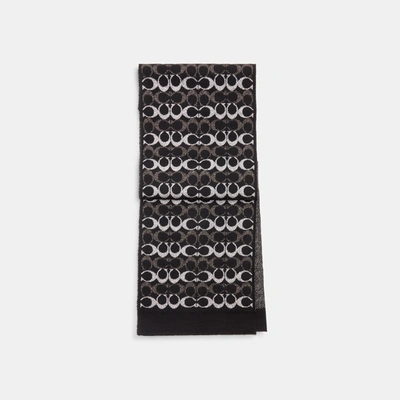 Coach Outlet Signature Metallic Knit Scarf In Black