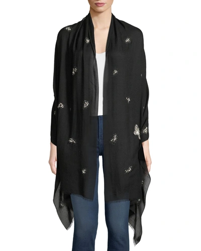 K Janavi Pearlescent Butterfly Cashmere Scarf In Black