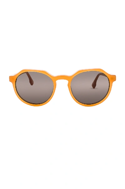 Le Specs Bang Round Plastic Keyhole Sunglasses In Orange