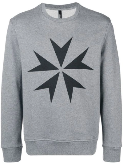 Neil Barrett Military Star Print Sweatshirt In Grey