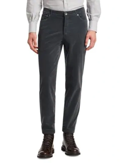 Brunello Cucinelli Straight Leg Cord Trousers In Dark Grey