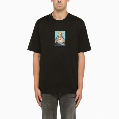 Dolce & Gabbana Black Crew-neck T-shirt With Rhinestones