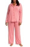 Nordstrom Moonlight Eco Knit Pajamas In Red Barbados Ticking Stripe