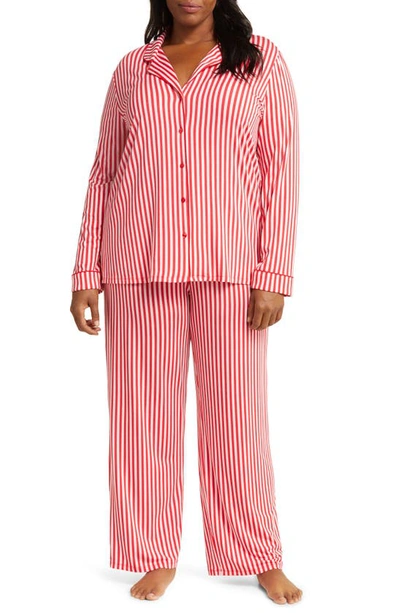 Nordstrom Moonlight Eco Knit Pajamas In Red Barbados Ticking Stripe
