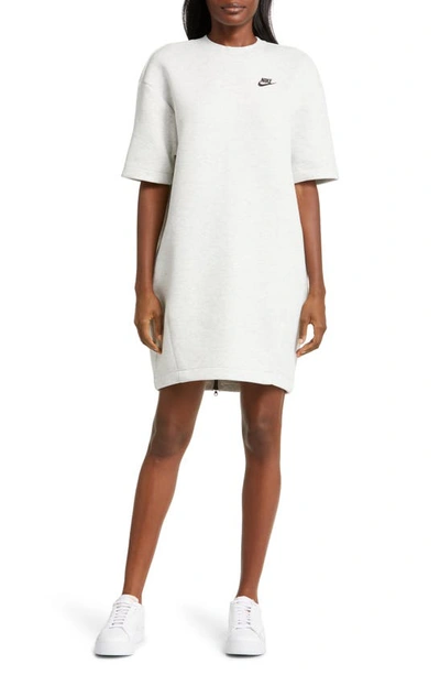 Nike Tech Fleece Oversize T-shirt Dress In Light Grey/ Htr/ Black