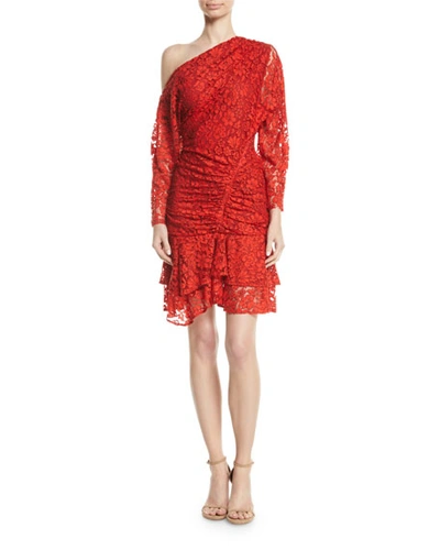 Camilla And Marc Clemence Off-shoulder Lace Dress In Medium Red