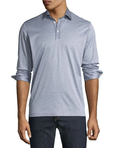 Culturata Men's Premium Italian Long-sleeve Polo Shirt In Blue