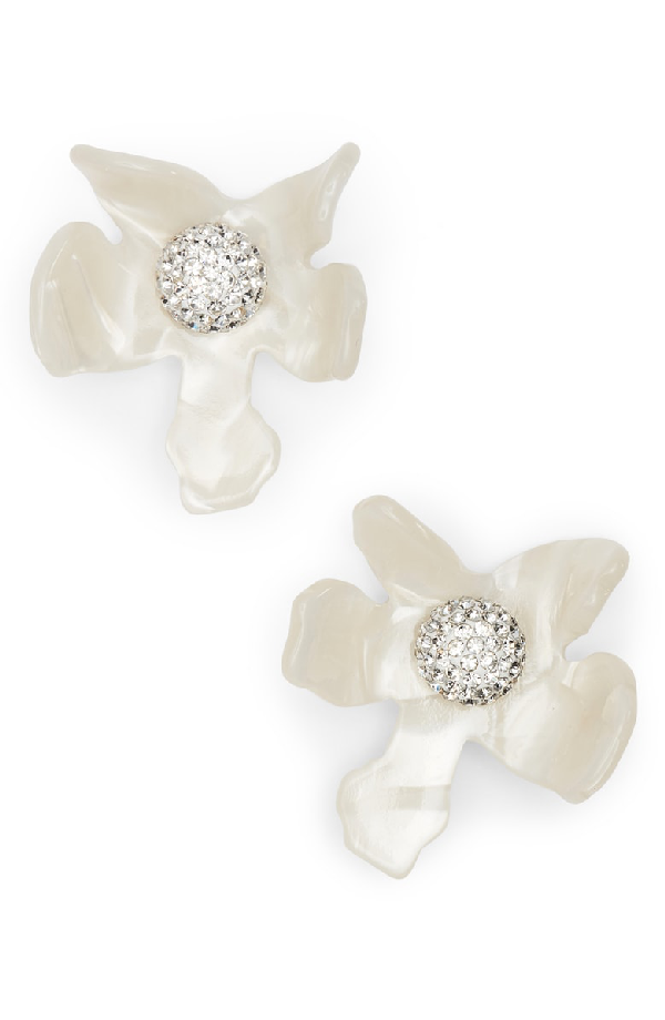 Lele Sadoughi Crystal Lily Button Earrings In Mother Of Pearl | ModeSens