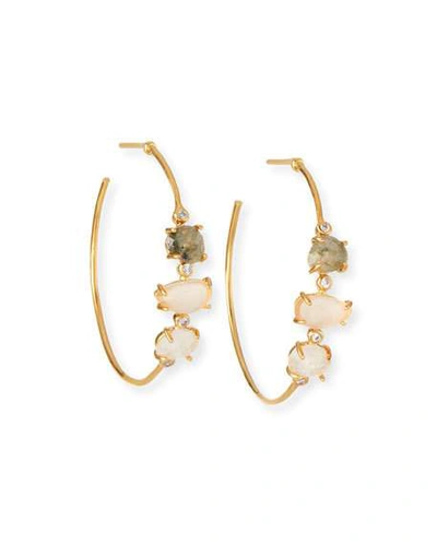 Tai Multicolored Stone Hoop Earrings In Gold