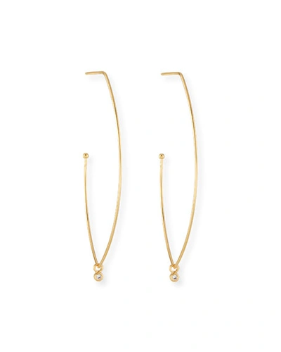 Tai Tear-shaped Hoop Earrings W/ Cz Charm In Gold