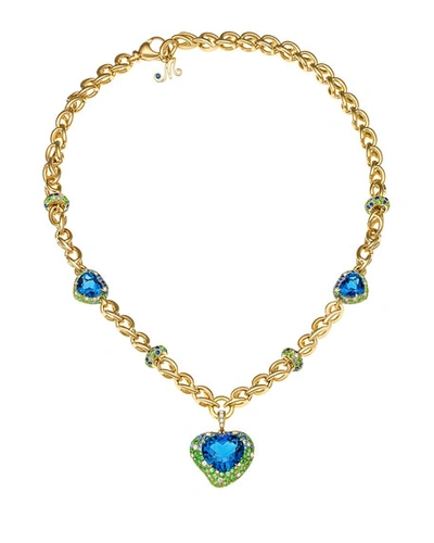 Margot Mckinney Jewelry Hearts Desire Topaz & Sapphire Necklace With Diamonds In 18k Gold