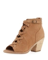Eileen Fisher Women's Tumbled Nubuck Leather Mid-heel Booties In Wheat Leather