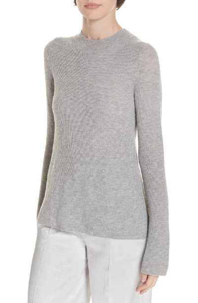 Vince Ribbed Cashmere Crewneck Sweater In H Steel