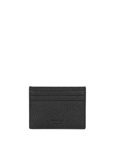 Ferragamo Men's Firenze Gamma Leather Flat Card Case In Black
