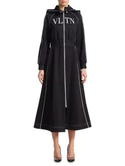 Valentino Hooded A-line Jersey Dress In Black