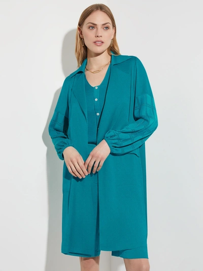 Misook Accent Sleeve Relaxed Fit Jacket In Blue