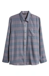 Travismathew Cloud Cotton Blend Flannel Button-up Shirt In Total Eclipse/fli