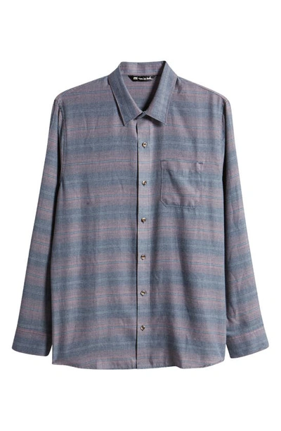Travismathew Cloud Cotton Blend Flannel Button-up Shirt In Total Eclipse/fli