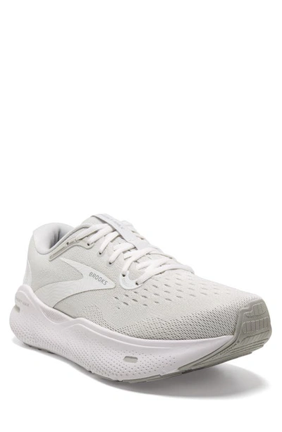 Brooks Ghost Max Running Shoe In White/ Oyster/ Metallic Silver