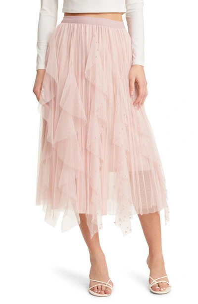 Nikki Lund Wendy Beaded Tulle Skirt In Pink