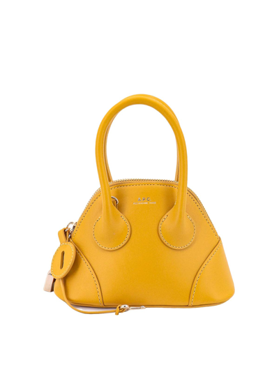 Apc Leather Handbag With Logo Print In Yellow