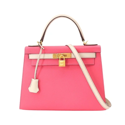 Hermes Hermès Kelly 28 Pink Leather Handbag ()