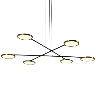 Vonn Lighting Torino Vac3196ab 39" Integrated Led Chandelier Lighting Fixture With Rotating Led Disks In Antique B