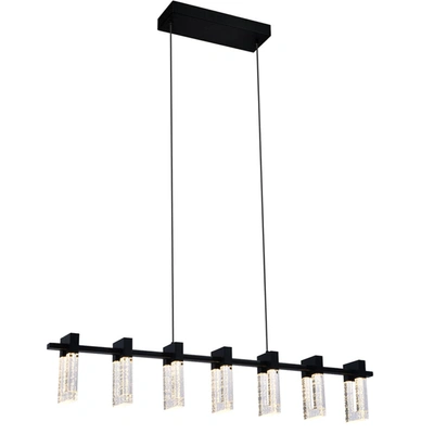 Vonn Lighting Sorrento Vac3137bl 40" Integrated Led Linear Chandelier Lighting Fixture In Black With 7 Shades