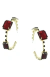 Olivia Welles Pina Bauble Hoop Earrings In Gold / Red